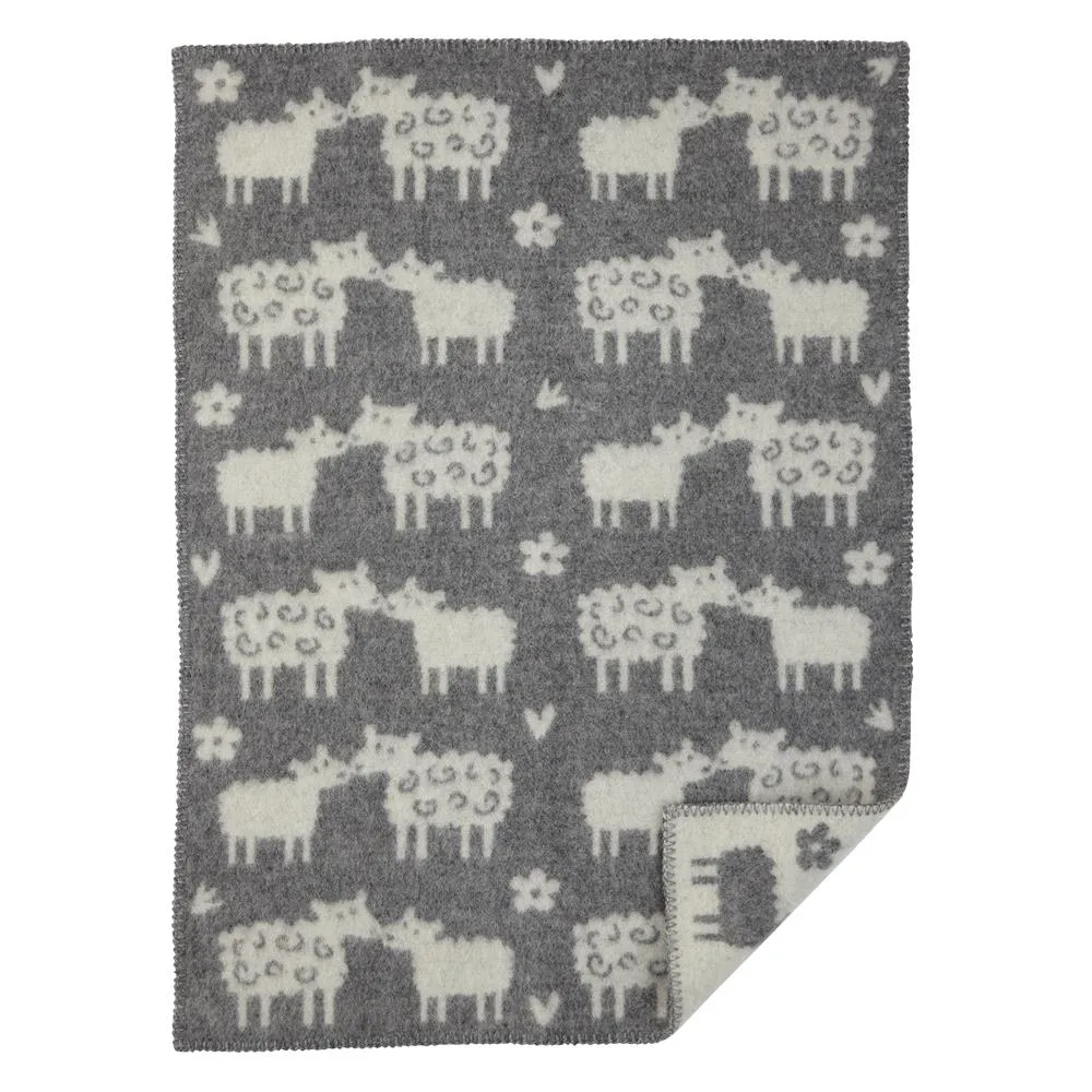 Klippan Yllefabrik Couverture pour enfant Bää laine gris