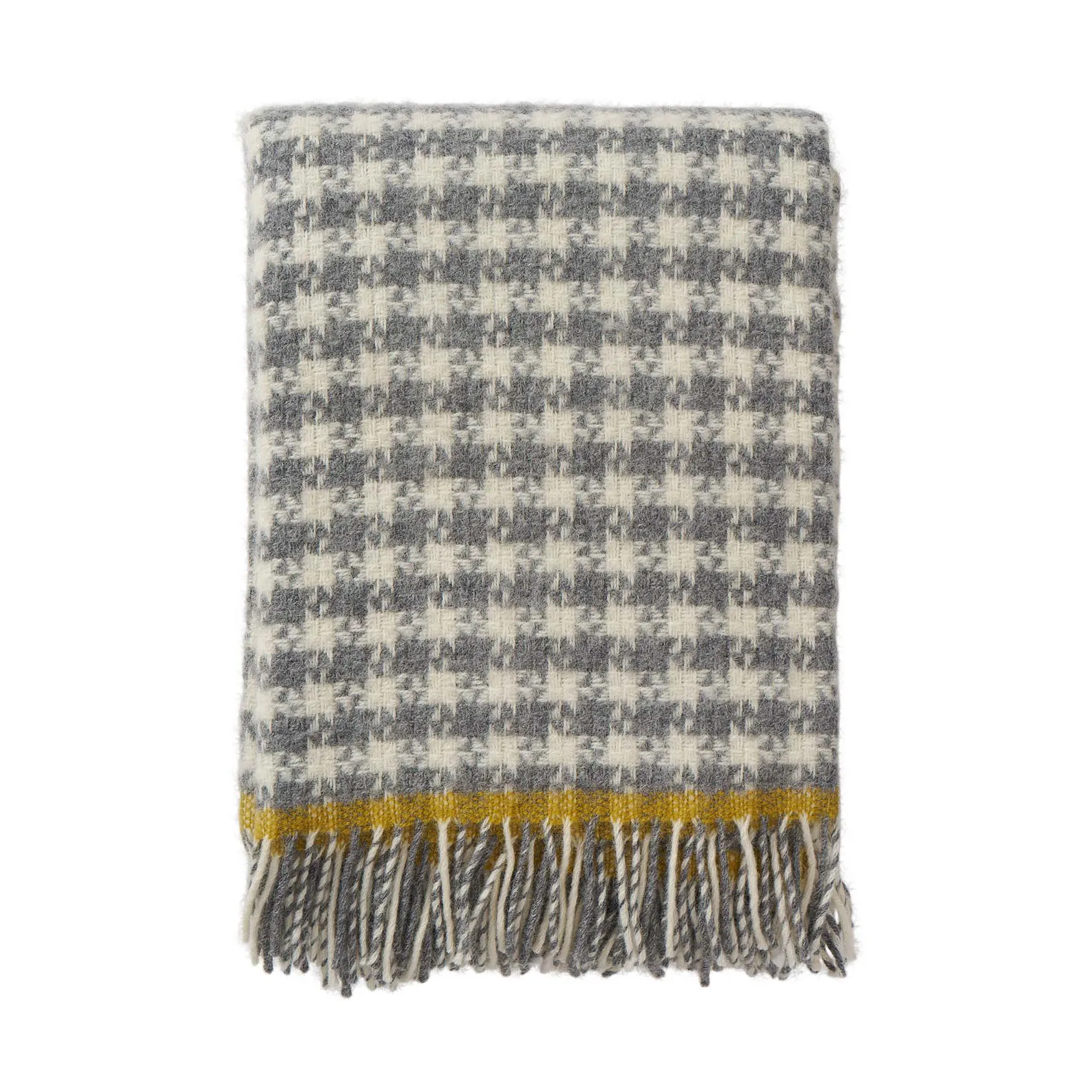 Klippan Yllefabrik Plaid Dogtooth en laine cm Grey-yellow