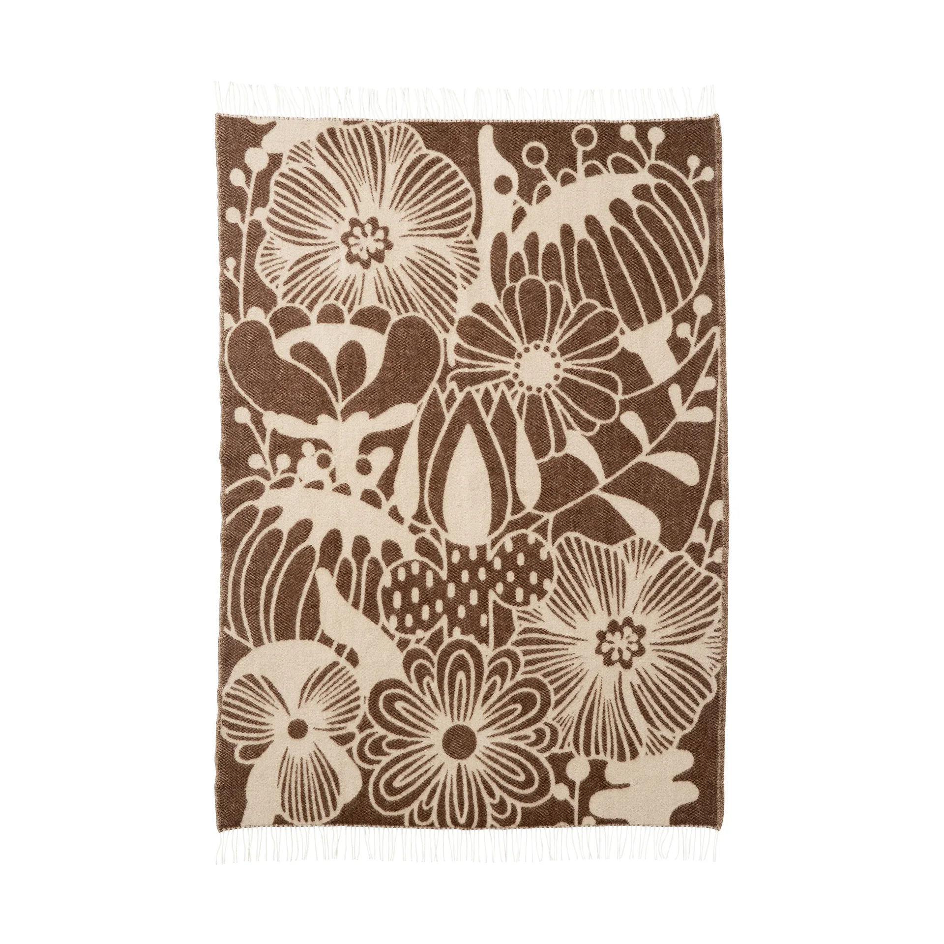 Klippan Yllefabrik Plaid en laine Blomranka Brown-beige, cm