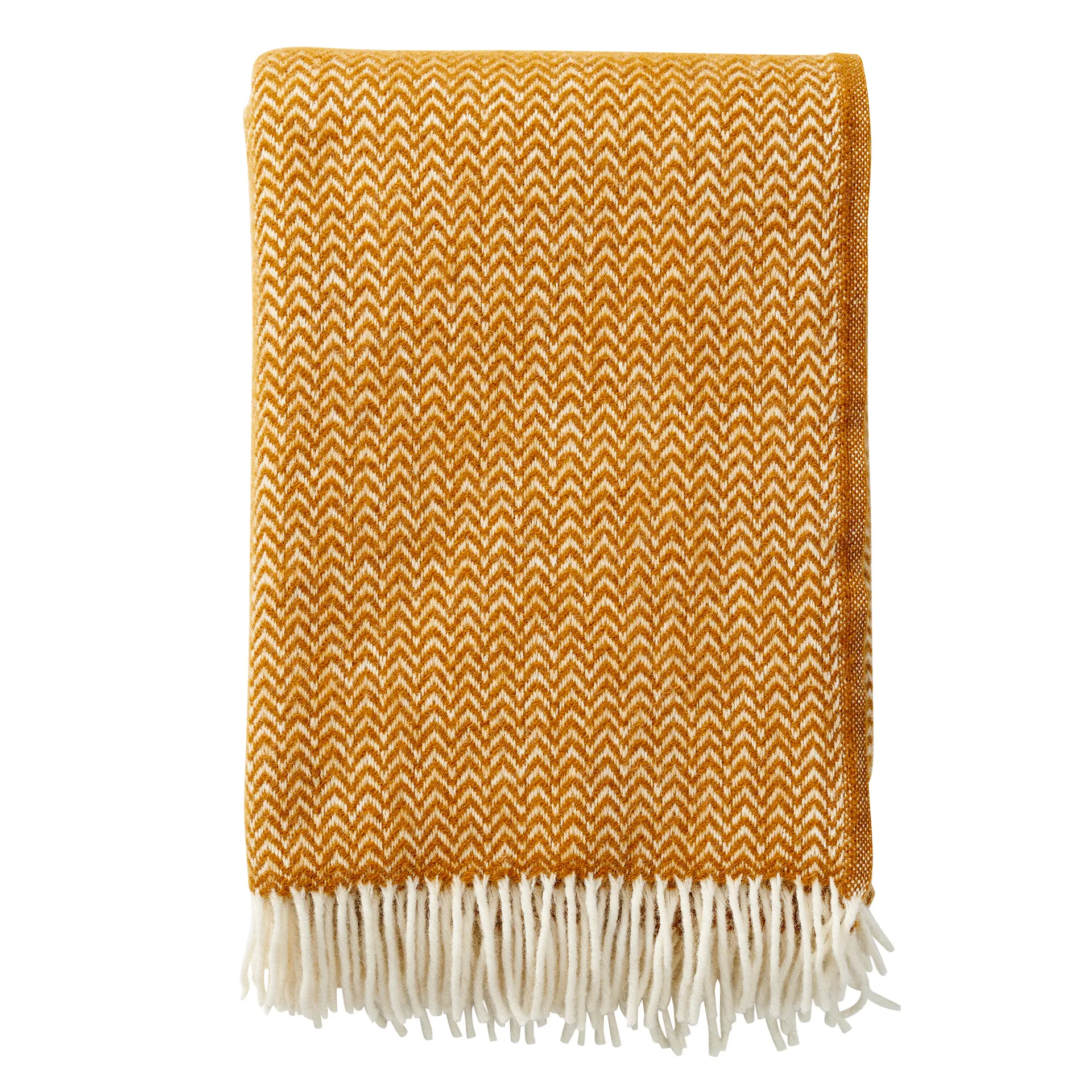 Klippan Yllefabrik Plaid en laine Chevron Caramel