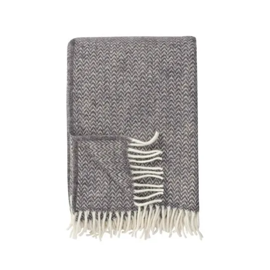 Klippan Yllefabrik Plaid en laine Chevron Gris