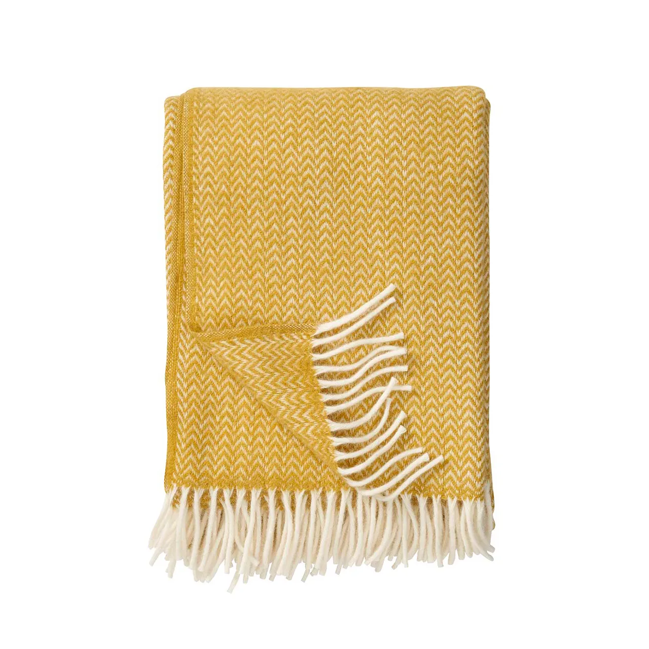 Klippan Yllefabrik Plaid en laine Chevron Jaune