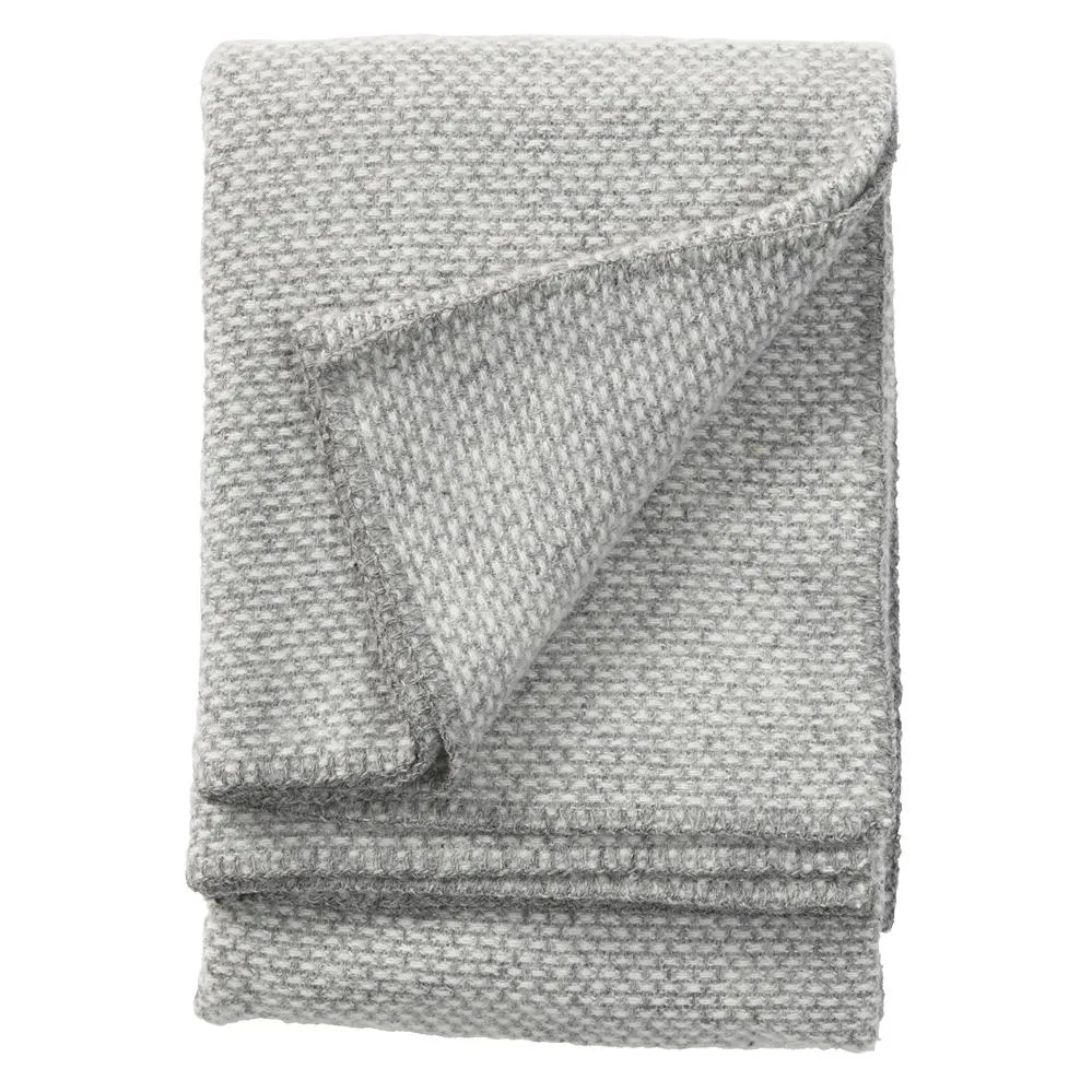 Klippan Yllefabrik Plaid en laine Domino gris clair
