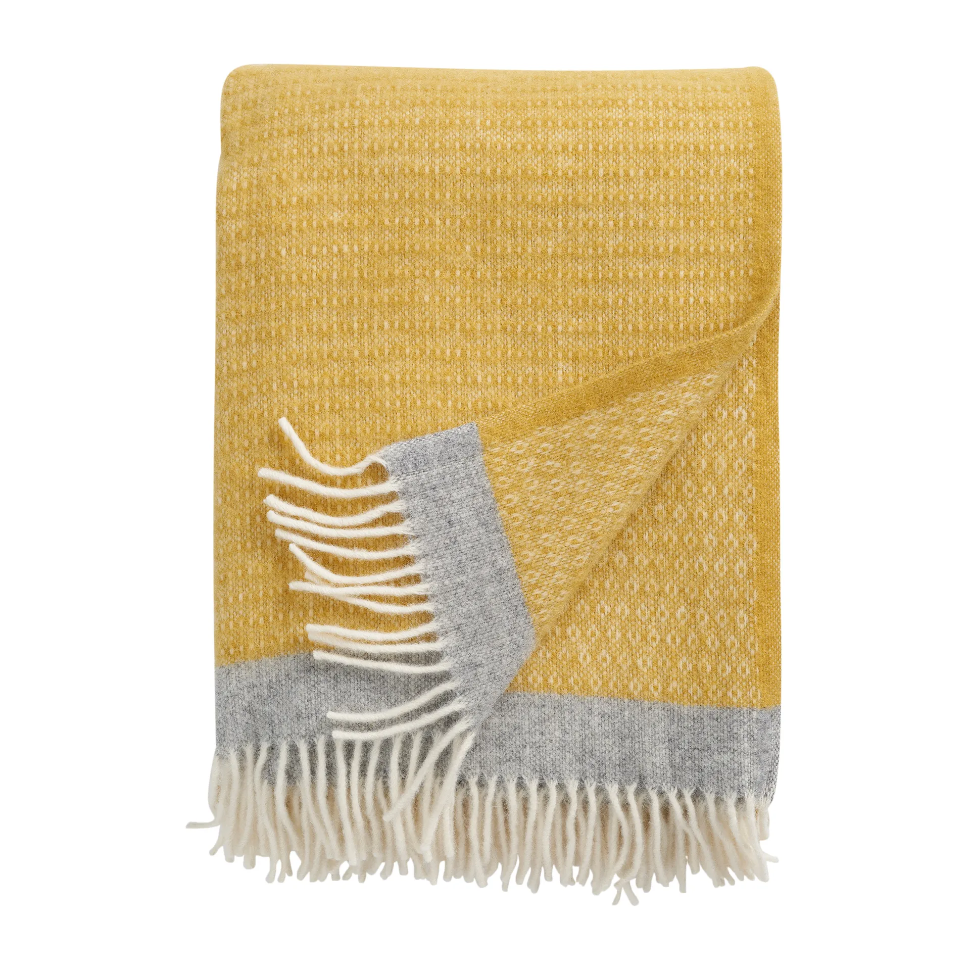 Klippan Yllefabrik Plaid en laine Harald cm Jaune-gris