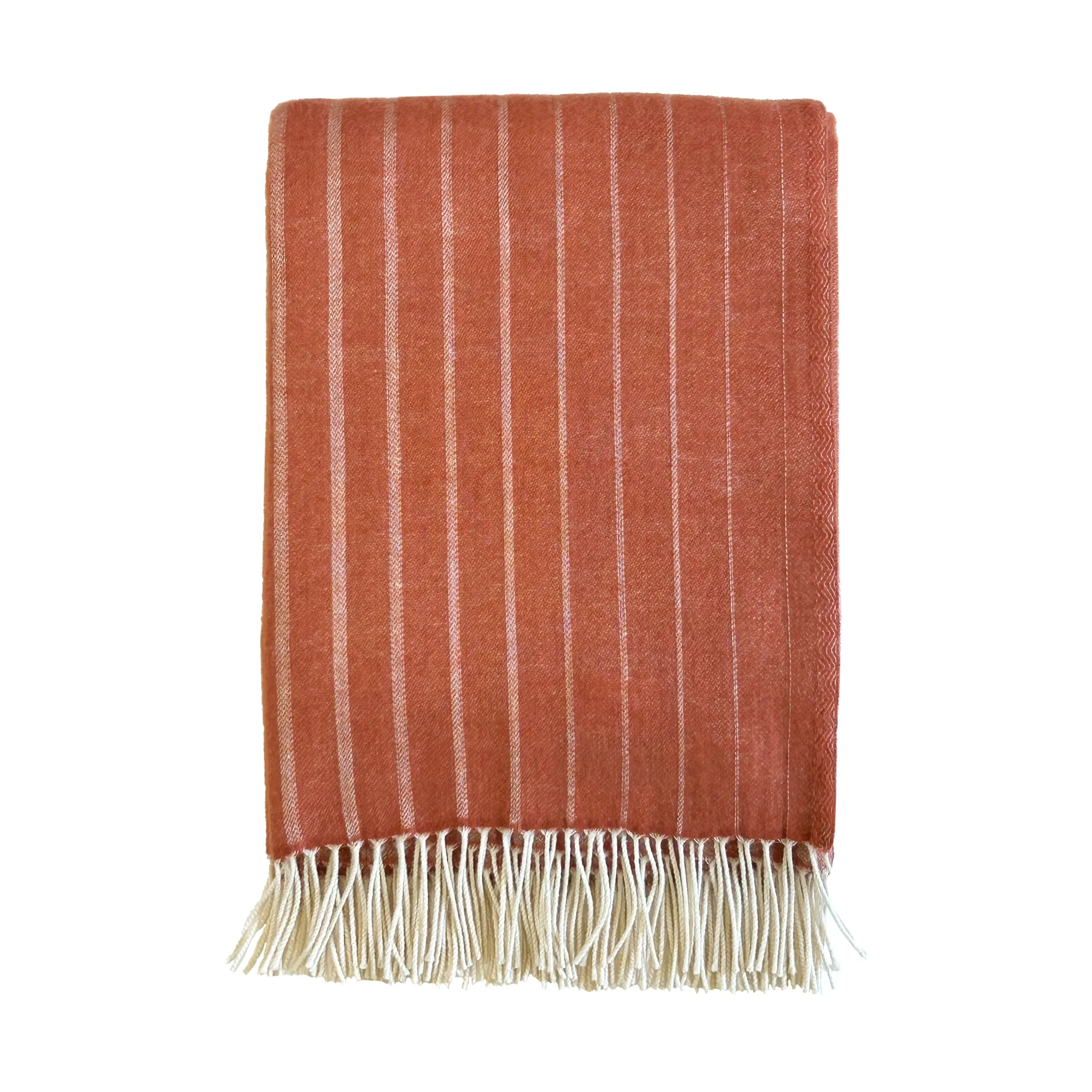 Klippan Yllefabrik Plaid en laine Irregular stripes Rust, cm