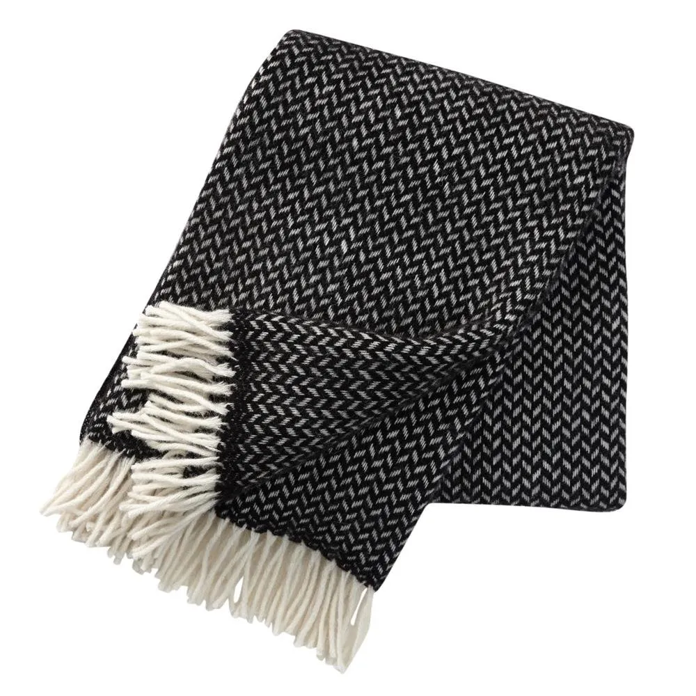 Klippan Yllefabrik Plaid en laine Polka noir