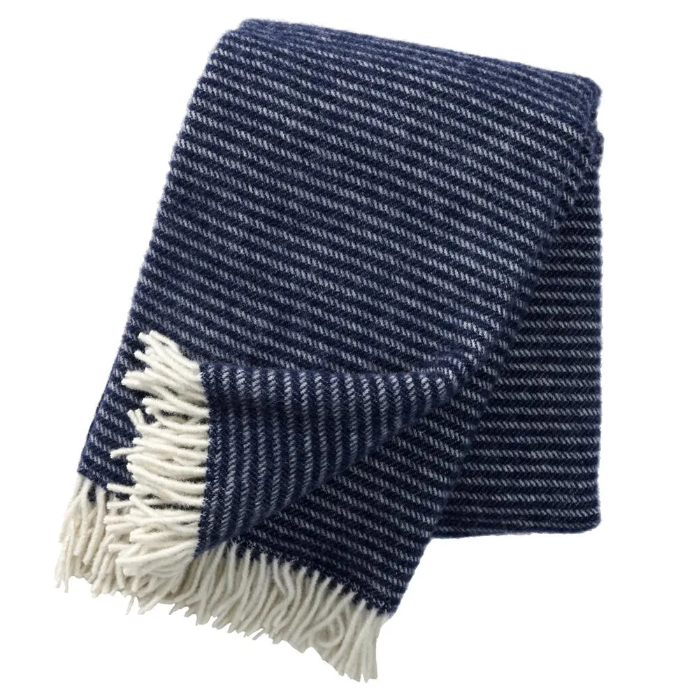 Klippan Yllefabrik Plaid en laine Ralph bleu marine