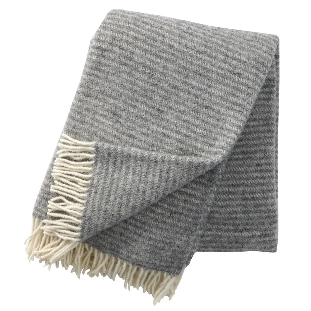 Klippan Yllefabrik Plaid en laine Ralph Gris clair