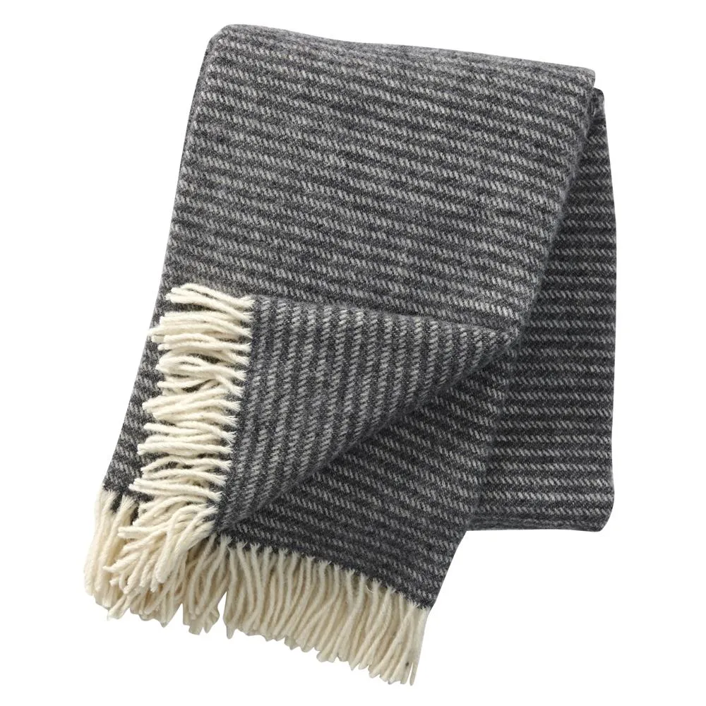 Klippan Yllefabrik Plaid en laine Ralph gris foncé
