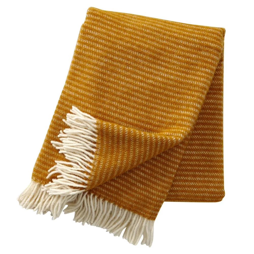 Klippan Yllefabrik Plaid en laine Ralph moutarde