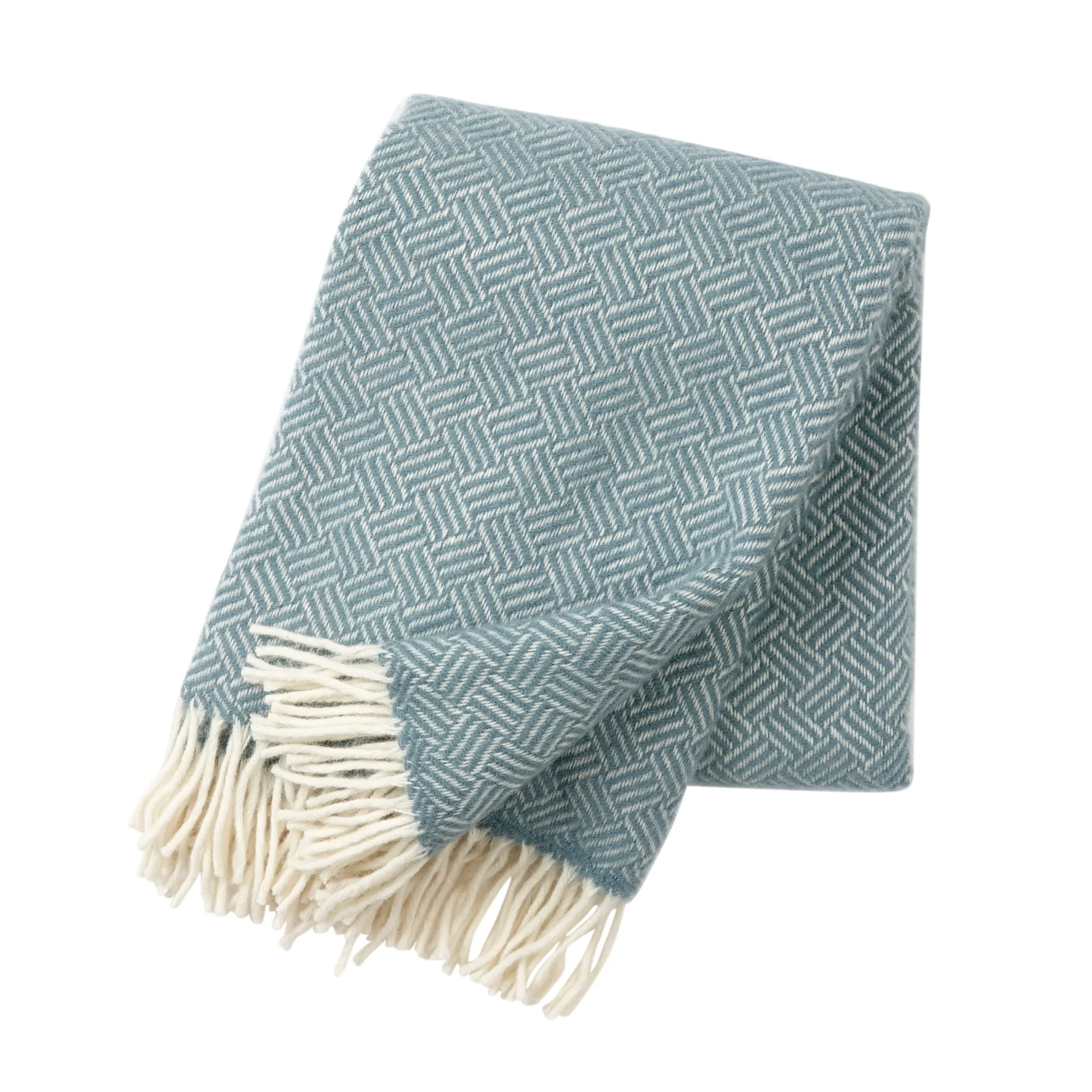 Klippan Yllefabrik Plaid en laine Samba bleu plomb