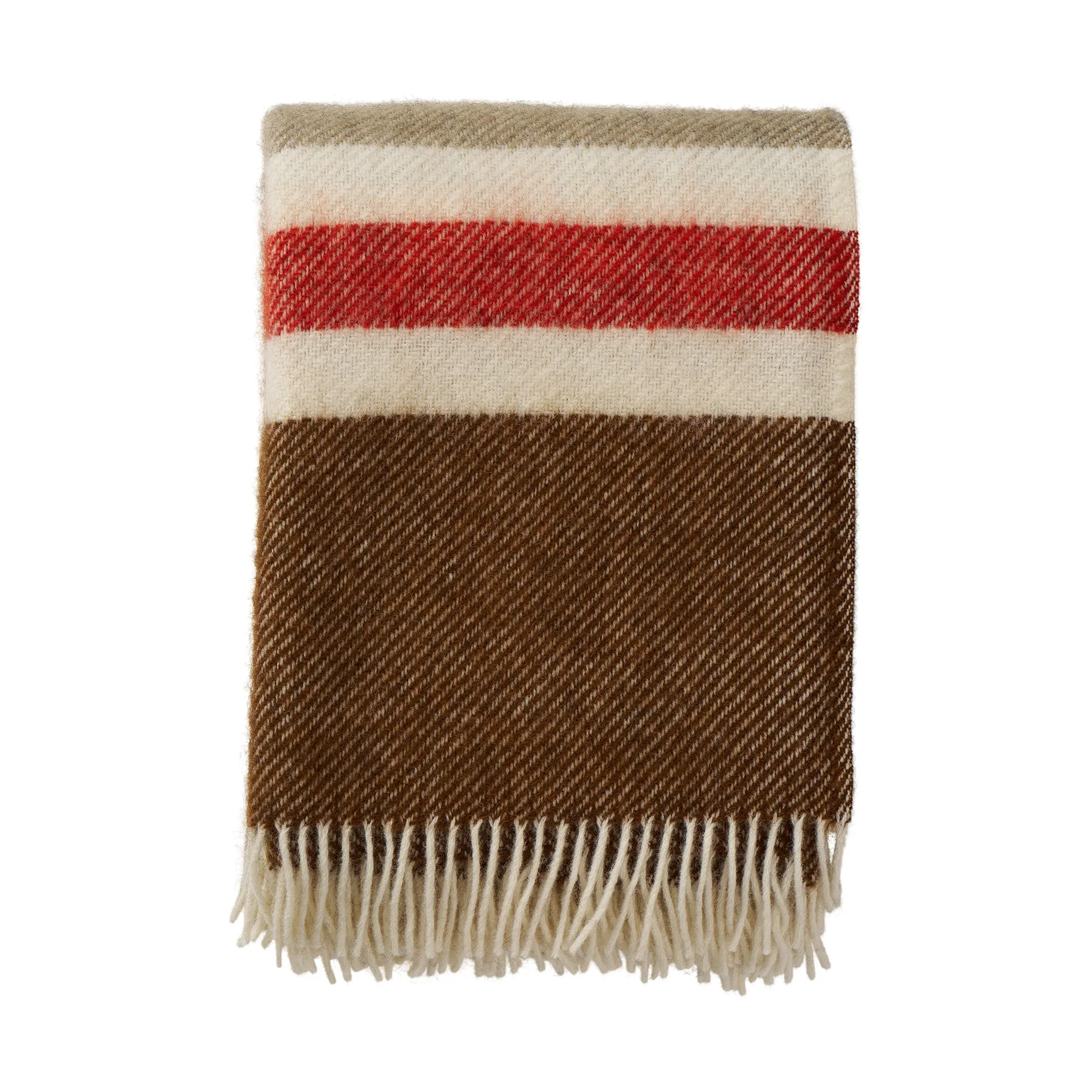 Klippan Yllefabrik Plaid Gotland Stripe en laine cm Brown-beige-red