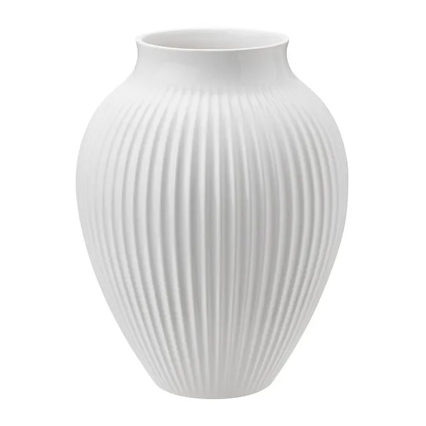 Knabstrup Keramik Knabstrup vase riflet 20 cm Hvid