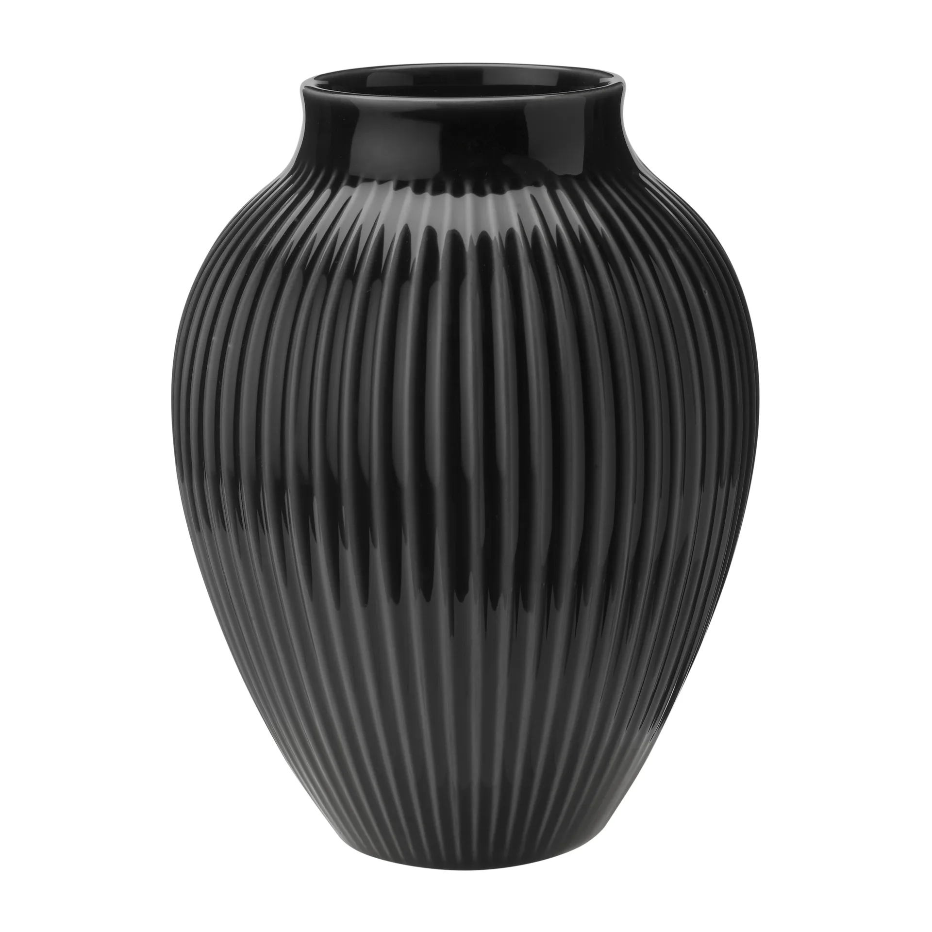 Knabstrup Keramik Knabstrup vase riflet 20 cm Sort