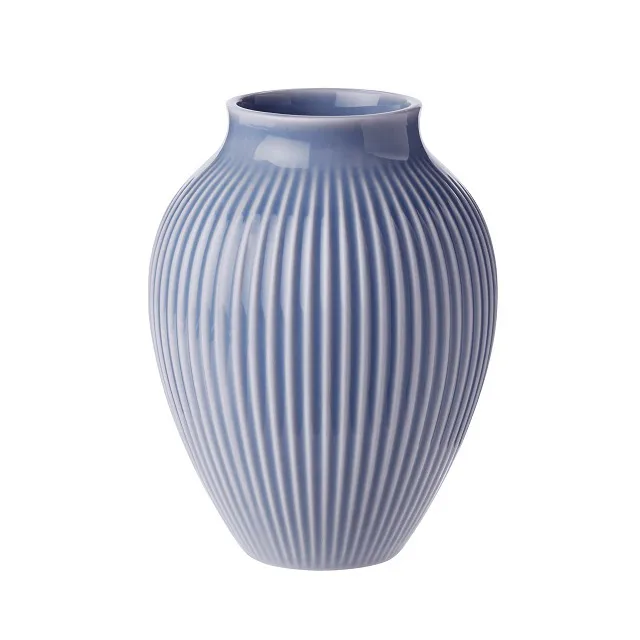 Knabstrup Keramik Vase strié Knabstrup 12,5 cm Bleu lavende