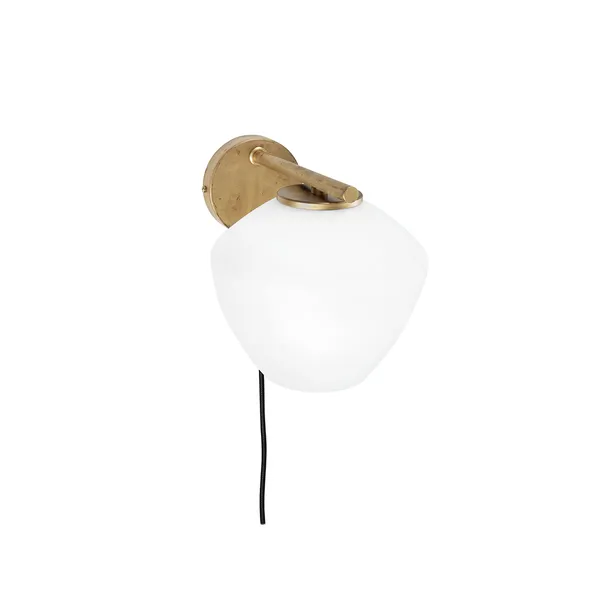 DK 1-Låg vägglampa, rå mässing/matt