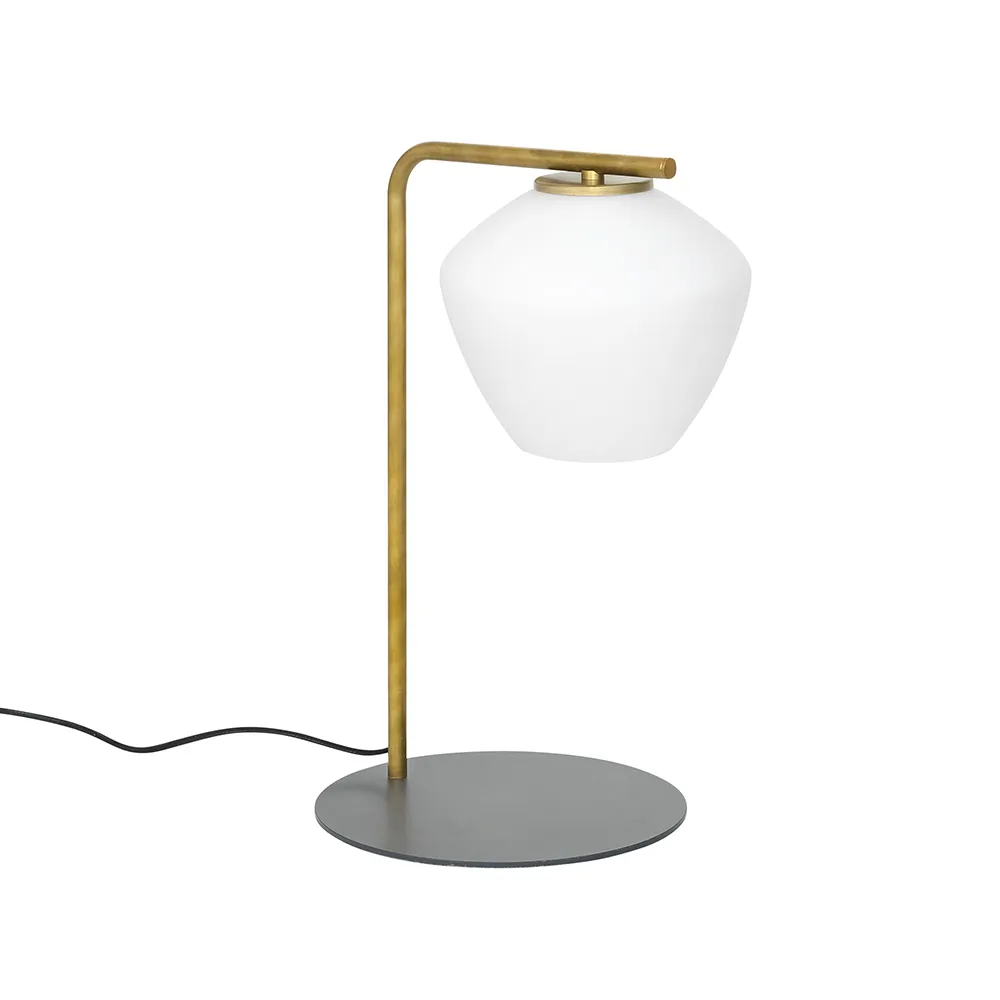 Konsthantverk DK bordlampe rå messing/mat hvid