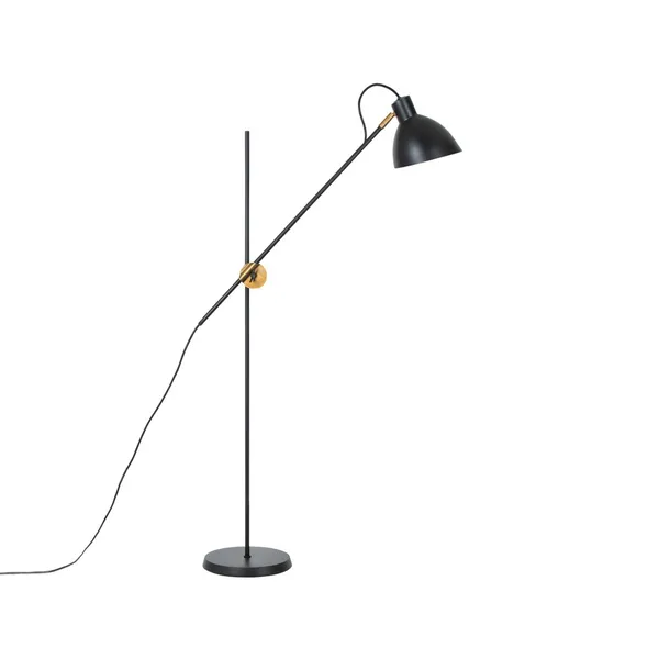 KH1 golvlampa, svart matt, råmässing