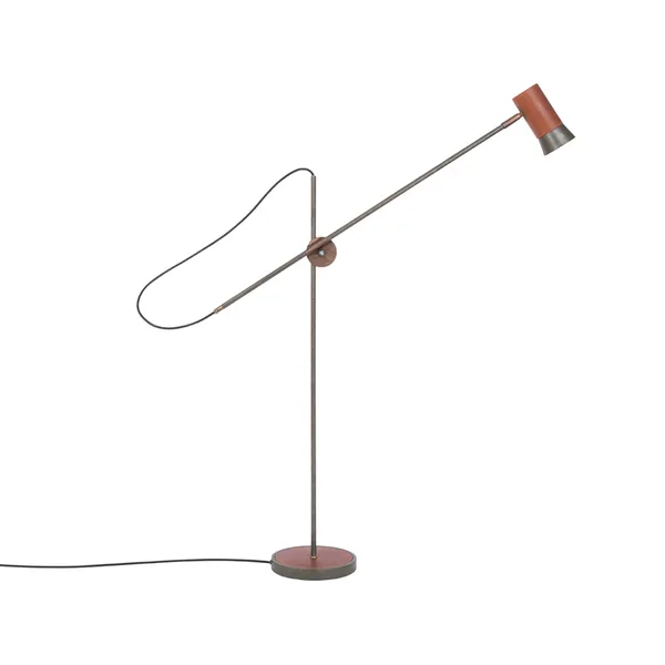 Kusk golvlampa, järnoxid/läder