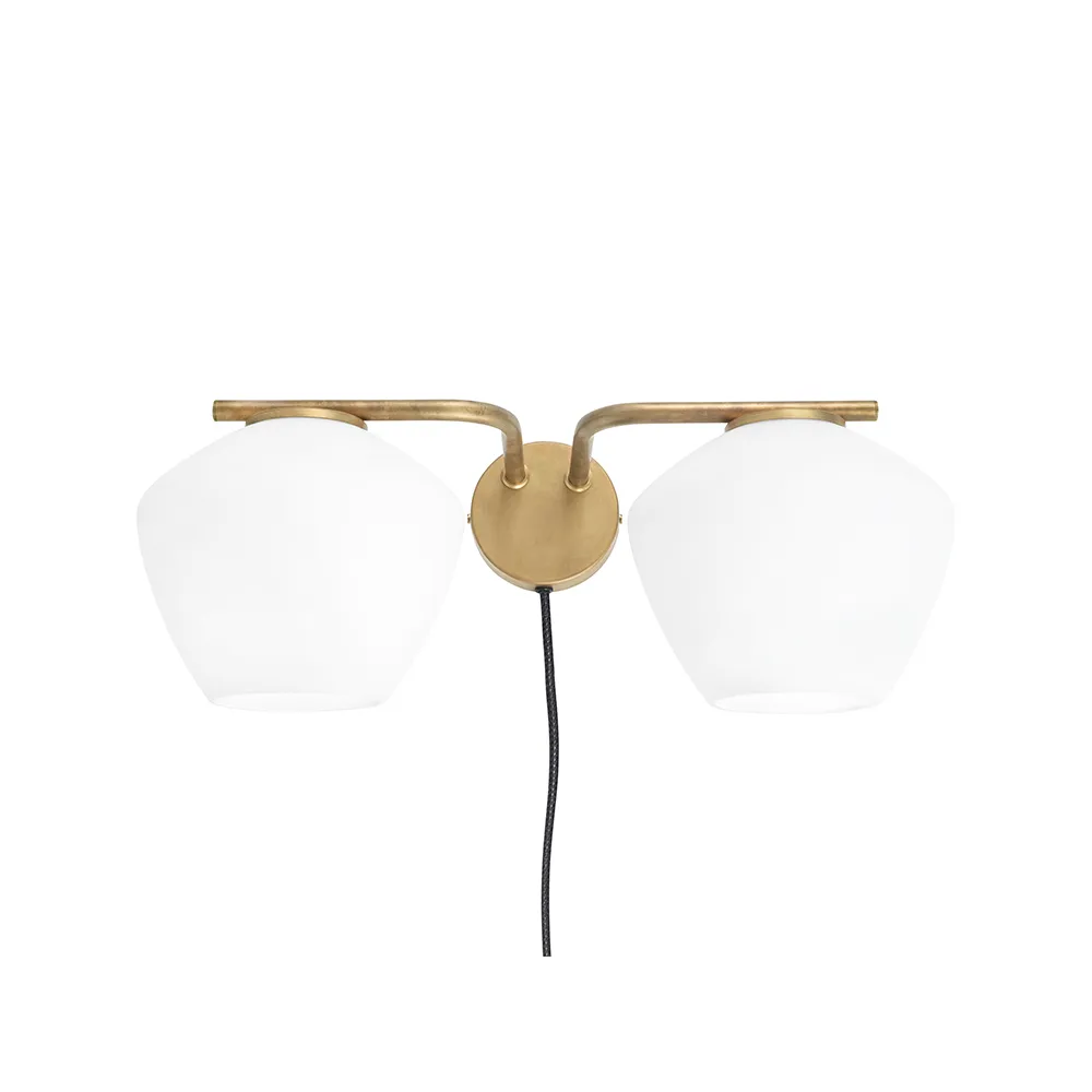 Konsthantverk Lampe murale basse DK 2 laiton brut / blanc