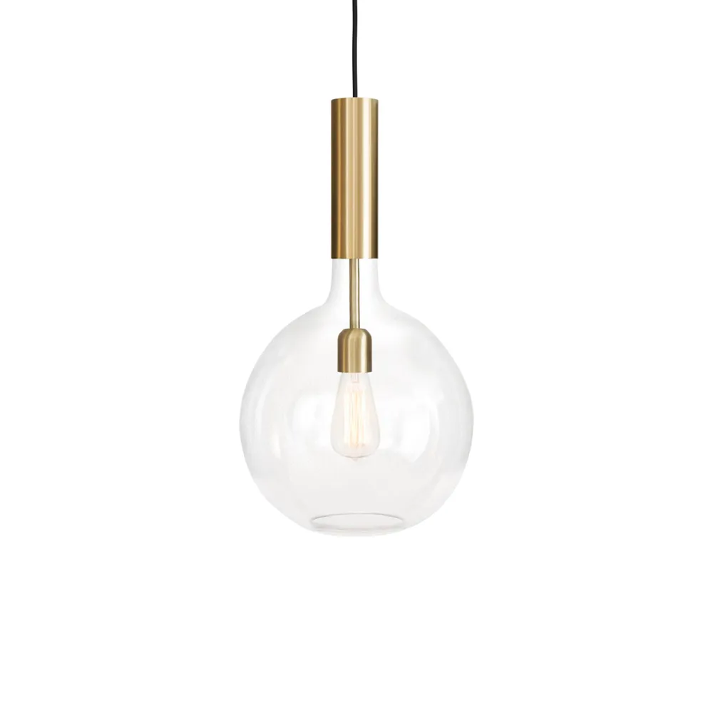 Konsthantverk Pendule Rosdala verre transparent, laiton brossé, petit