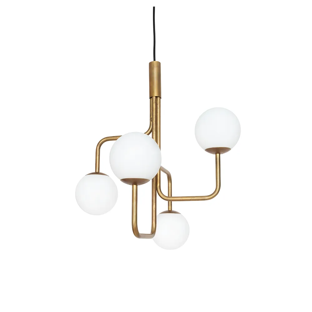 Konsthantverk Strapatz pendel globe Ø57,5 cm Rå messing-opal