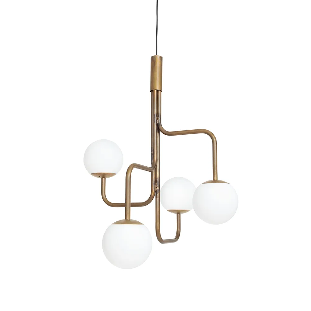 Konsthantverk Strapatz pendel globe Ø78 cm Rå messing-opal