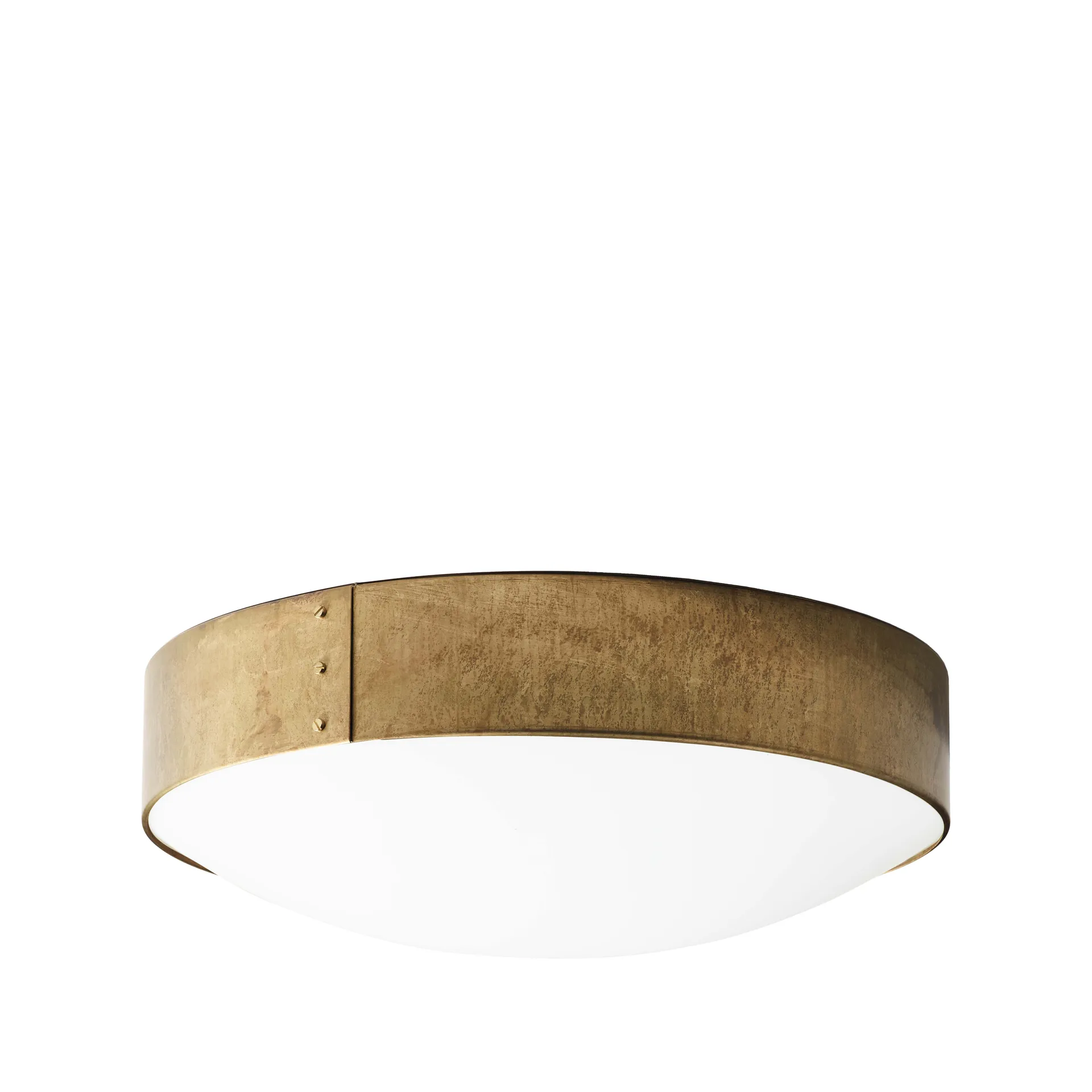 Konsthantverk Svep plafond rå messing, Ø45cm, opal akryl