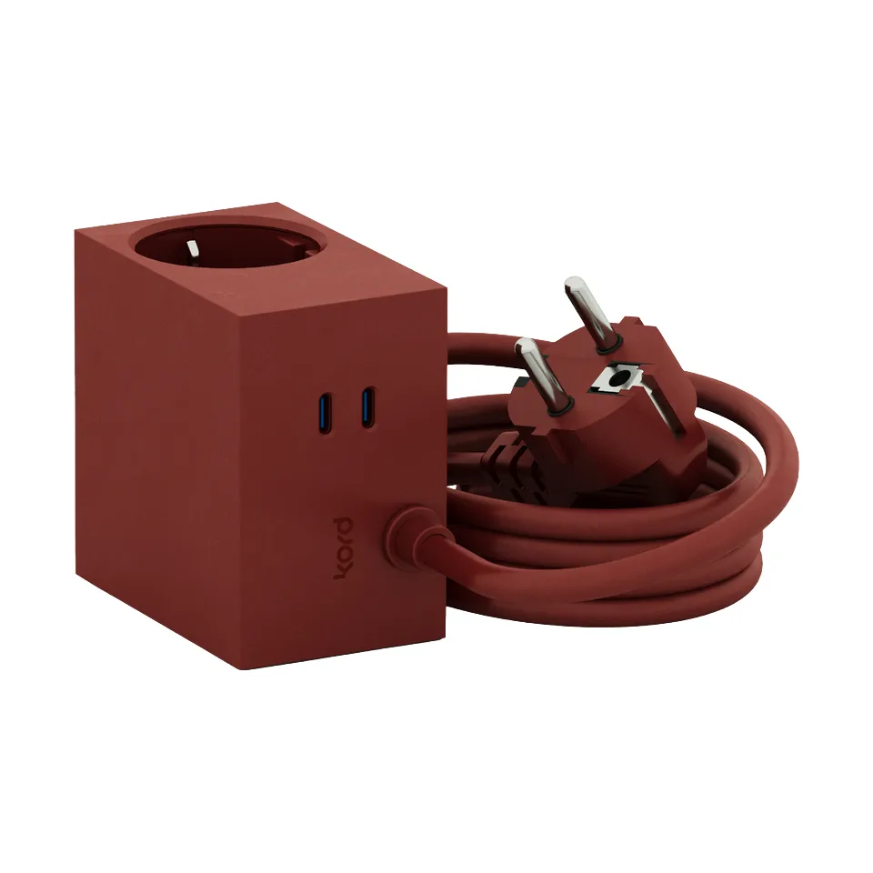 Kord Cuboid+ stikdåse USB-C 30W 2 m Fired Brick
