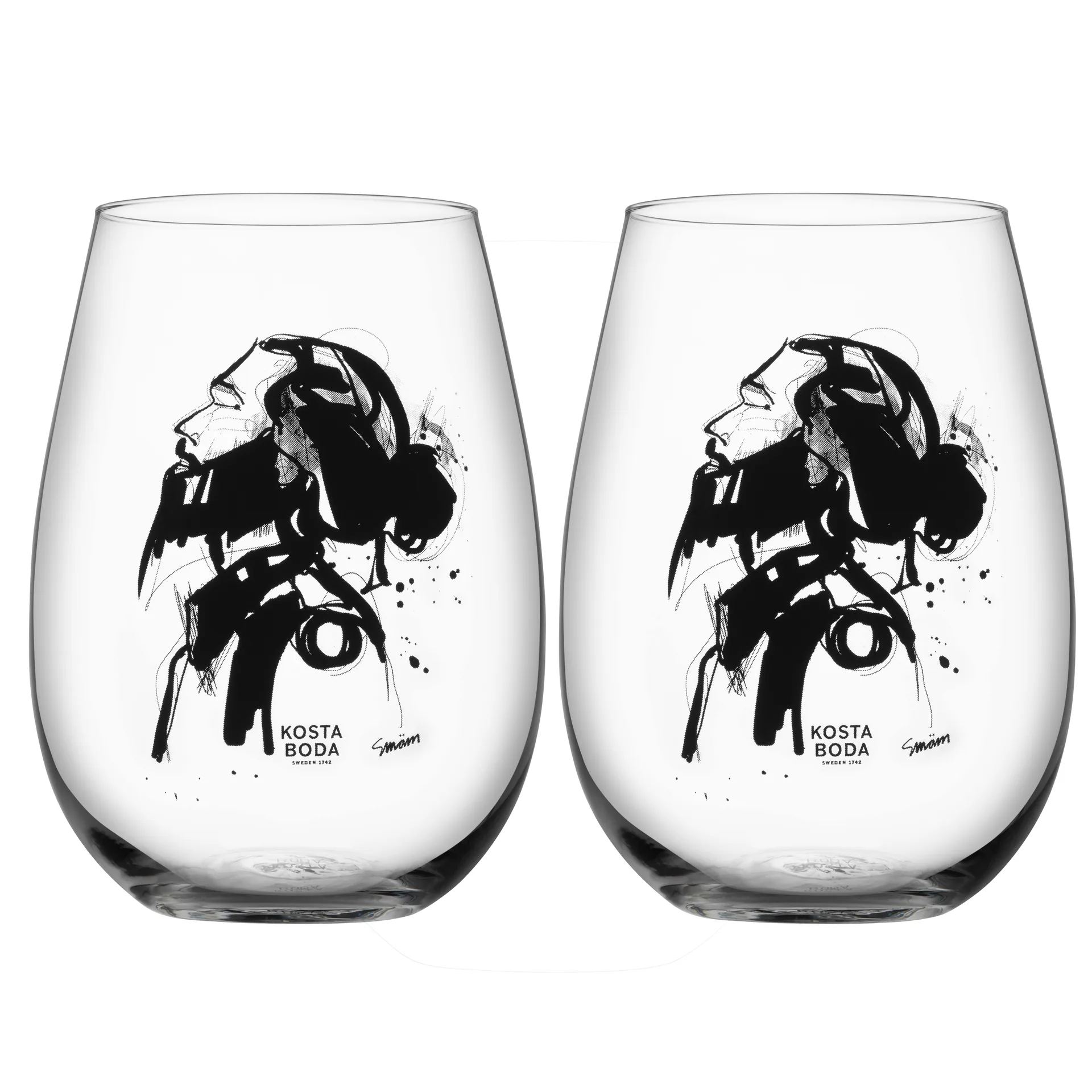 Kosta Boda All about you glas 57 cl 2 stk Love him (grå)