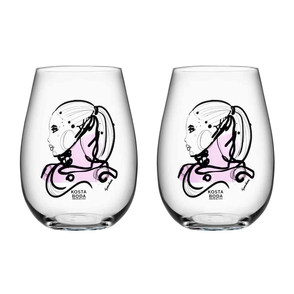 Kosta Boda All about you glas 57 cl 2 stk love you (rosa)