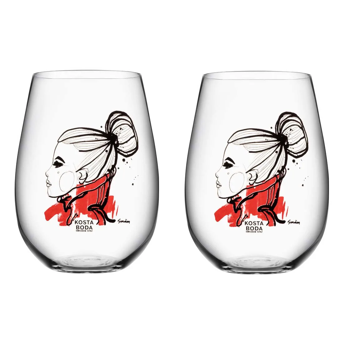 Kosta Boda All about you glas 57 cl 2 stk want you (rød)