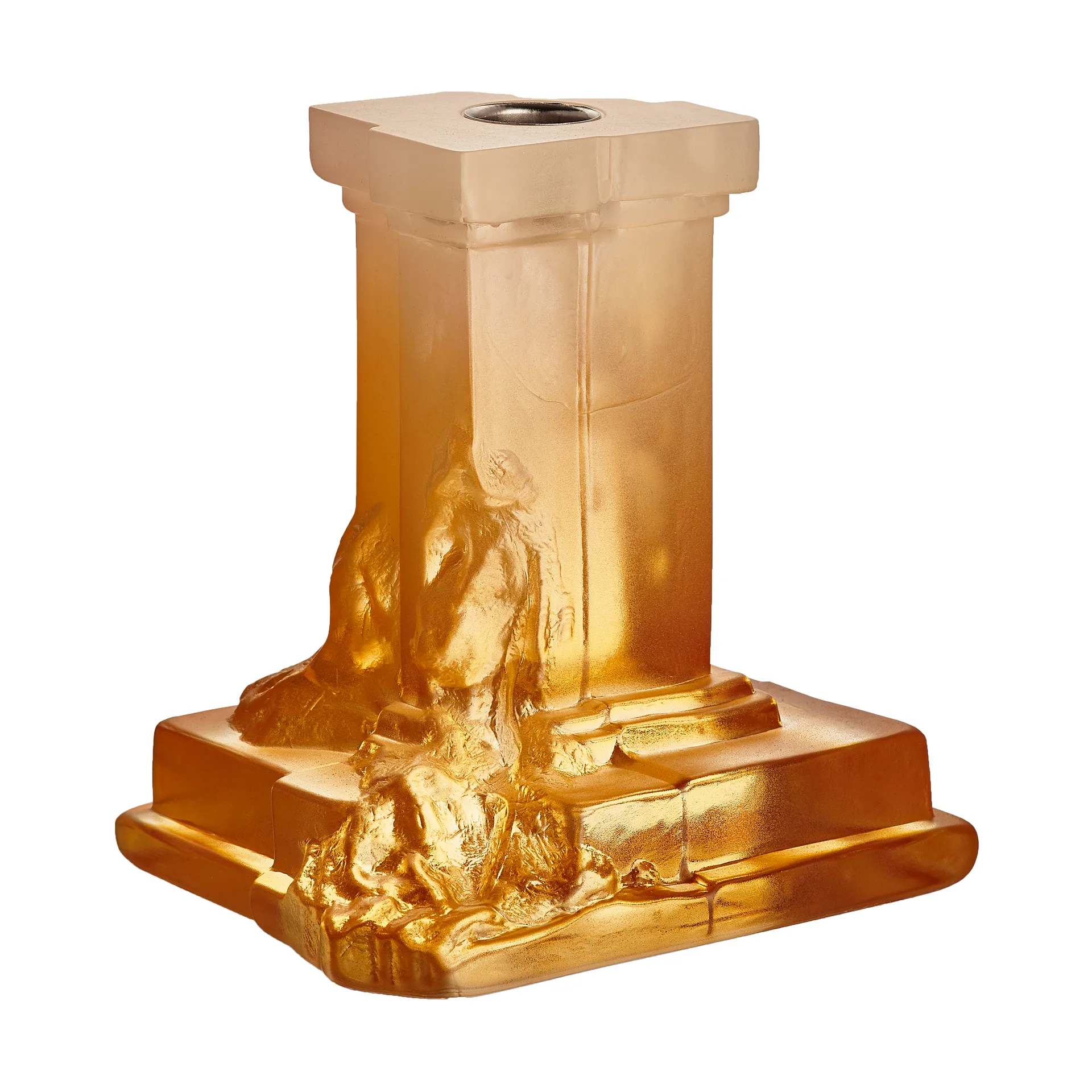 Kosta Boda Bougeoir Rocky Baroque 150 mm Brume d'ambre