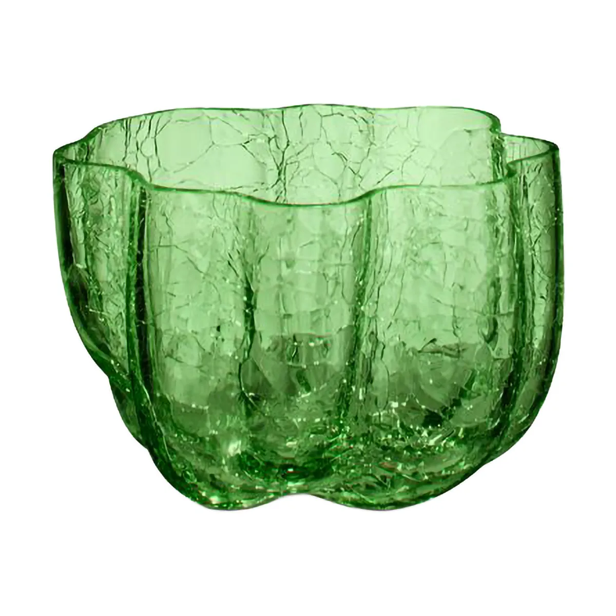 Kosta Boda Crackle ljuslykta 5,8 cm Mörkgrön