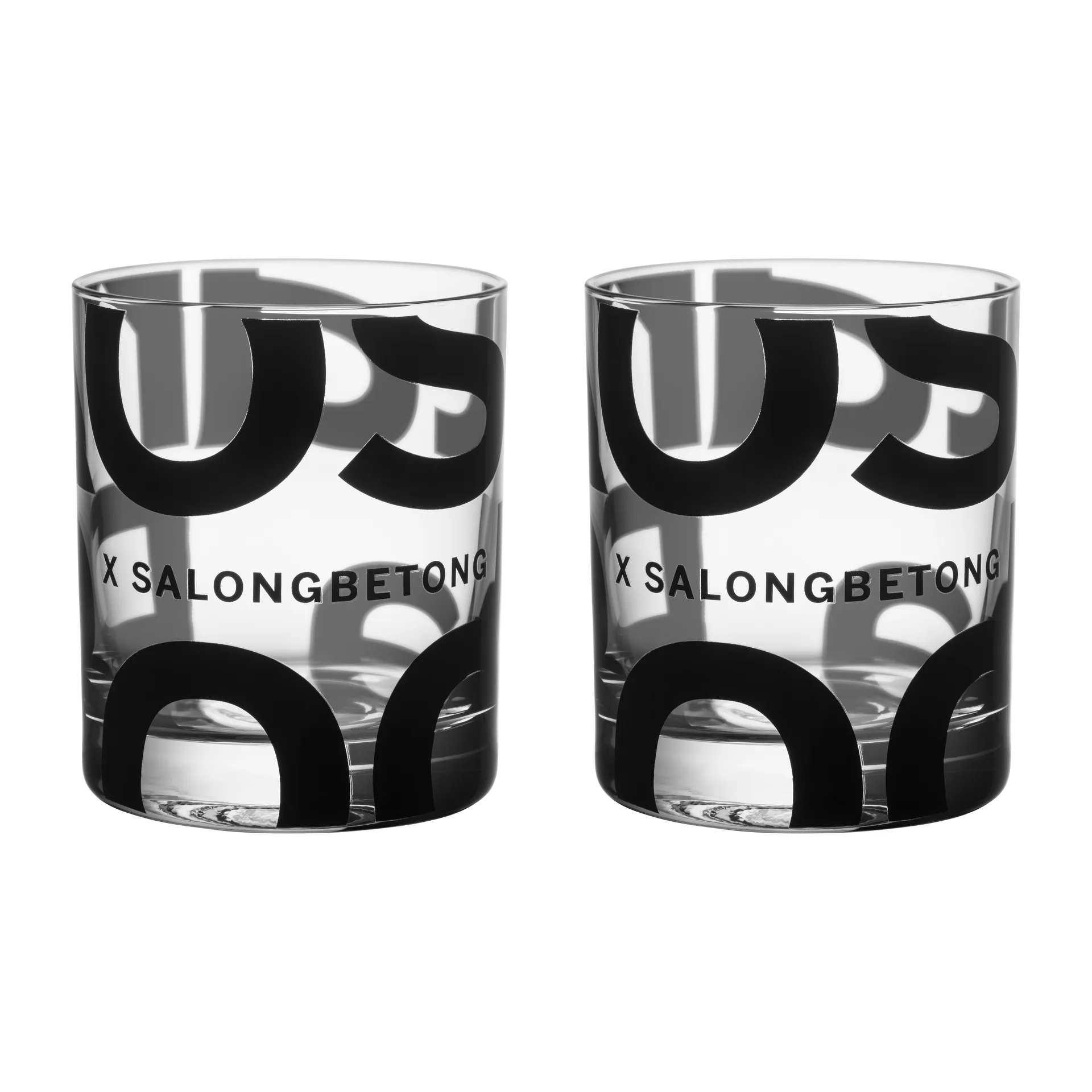 Kosta Boda Salong Betong highball glas 35 cl 2-pak Klart/Sort billede
