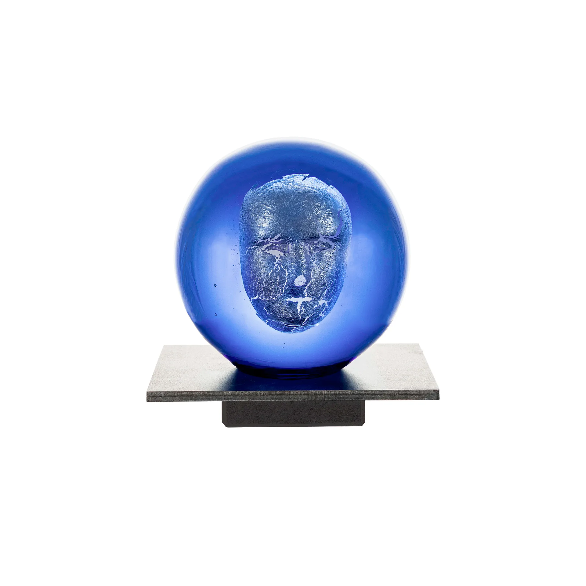 Kosta Boda Sculpture en verre BV Headman Bleu