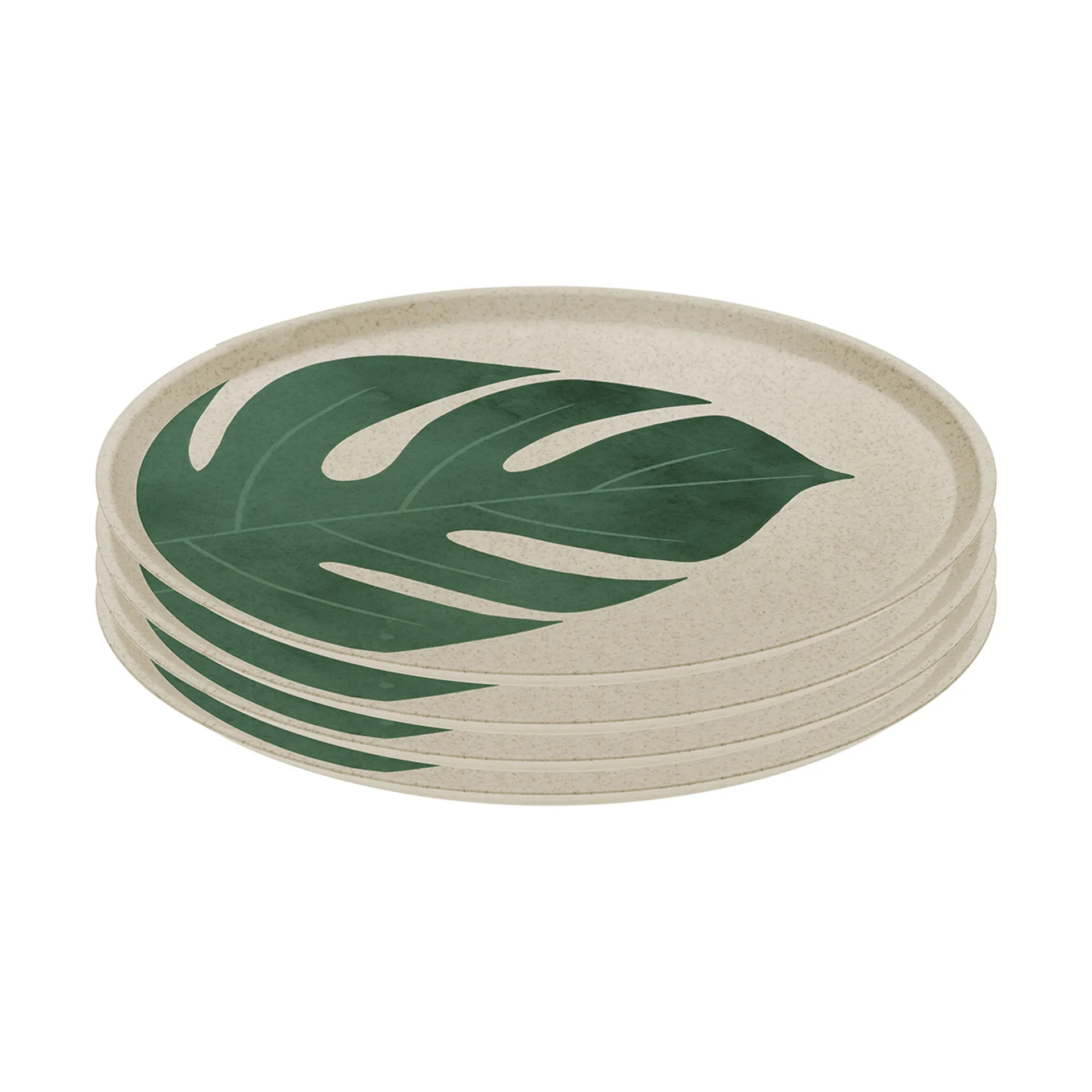 Koziol Connect tallrik &Oslash;25,5 cm 4-pack Monstera leaf