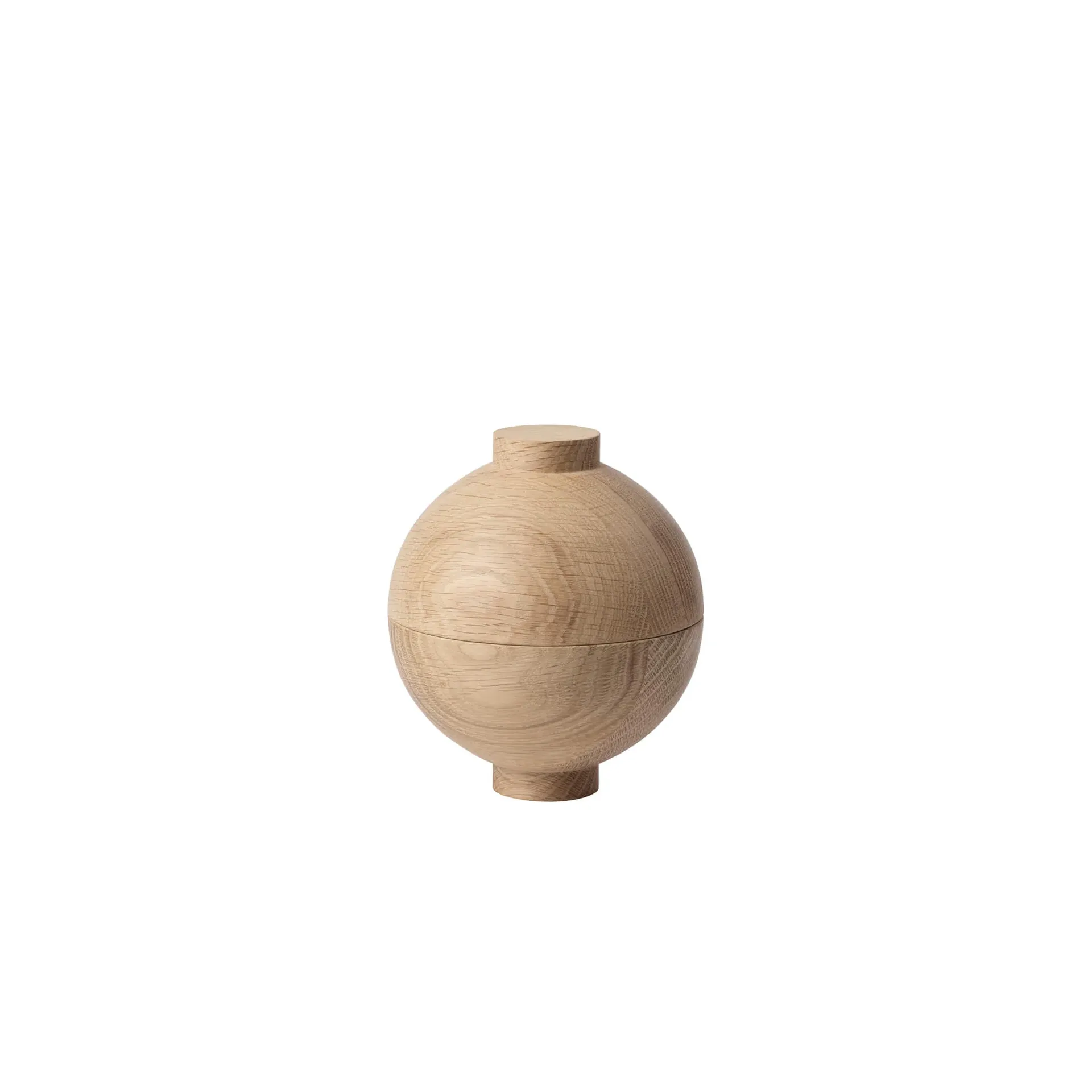 Opbevaringskrukke og serveringsskål Kristina Dam Wooden Sphere natur egetræ Ø12 cm H15 cm