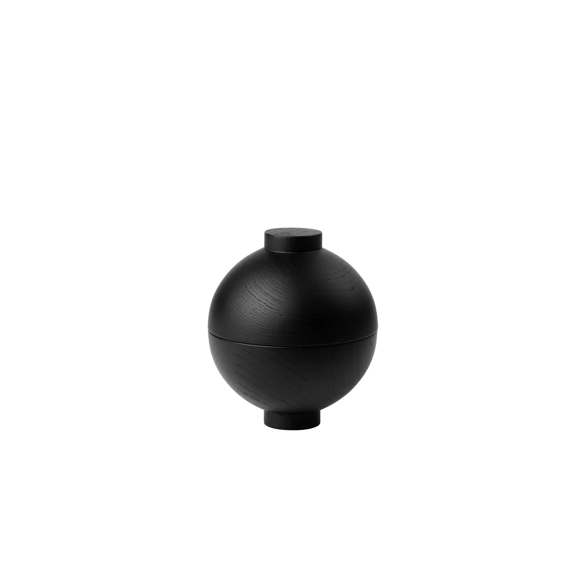 Opbevaringskrukke Kristina Dam Wooden Sphere sort Ø12 H15 cm træ