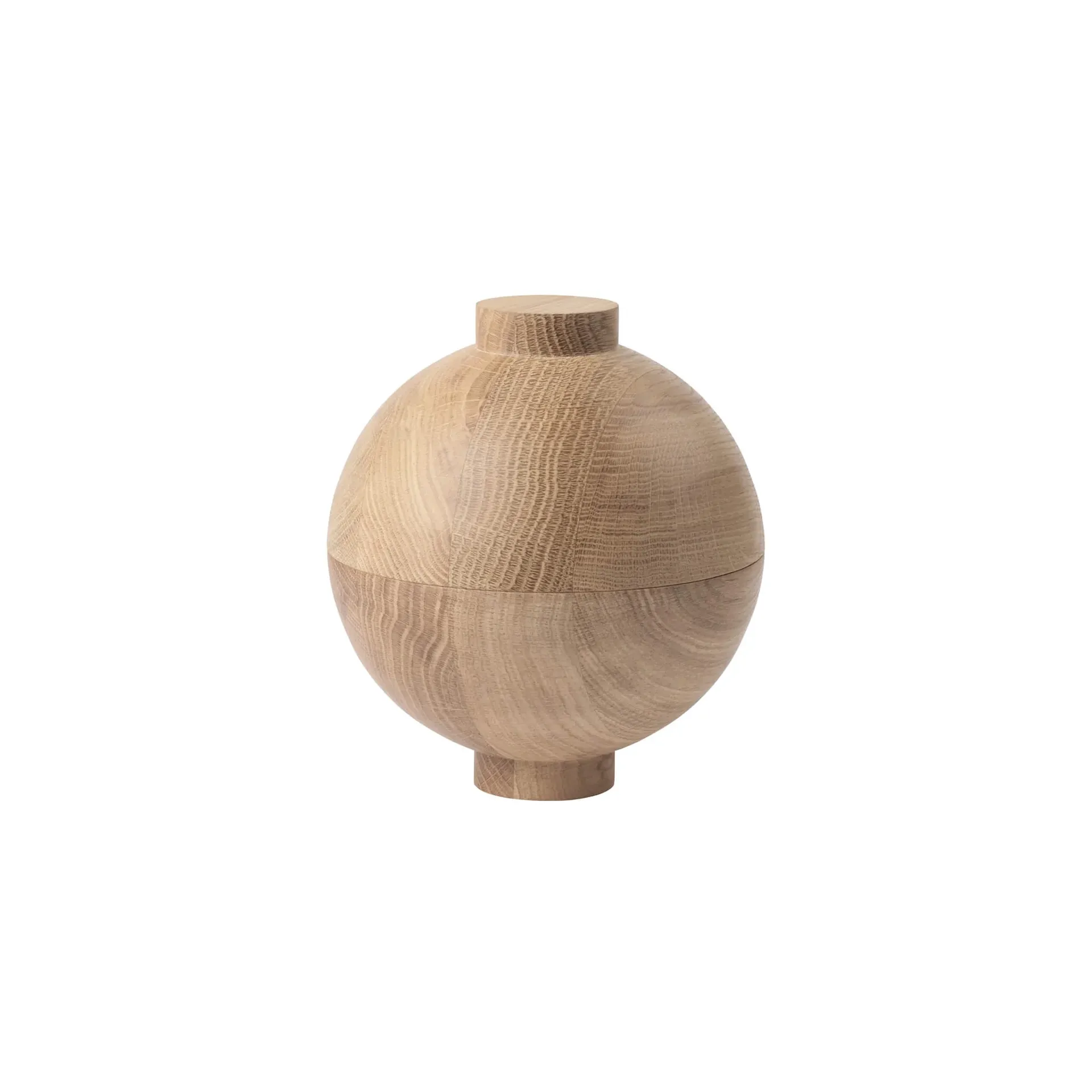 Opbevaringskrukke Kristina Dam Wooden Sphere Ø16 x H18 cm naturfarvet eg