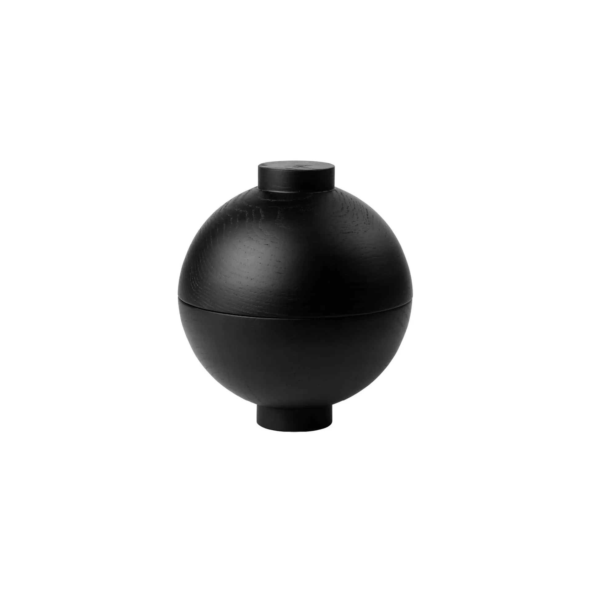 Opbevaringskrukke og smykkeskrin Kristina Dam Wooden Sphere Ø16 x H18 cm sort-lakeret træ