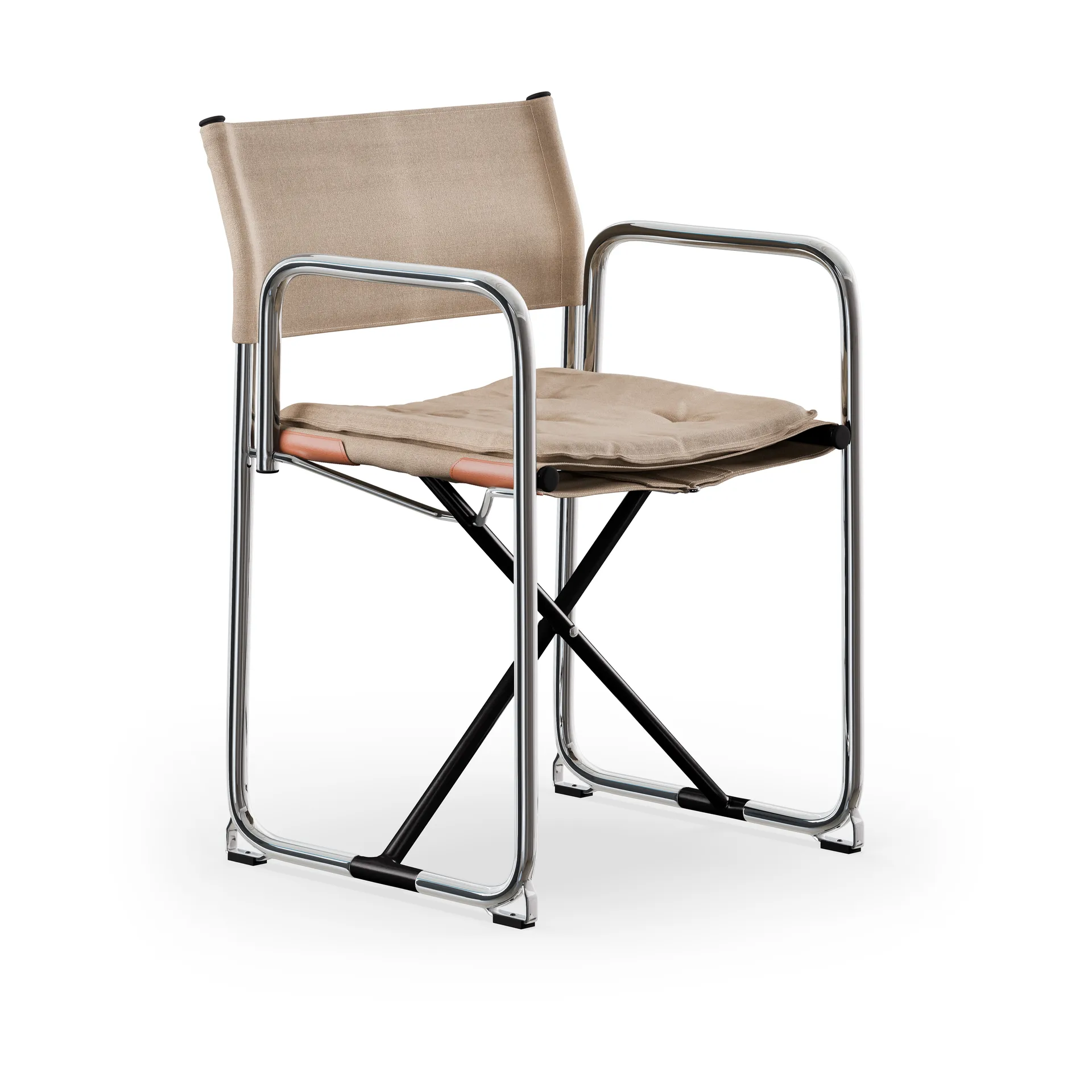 Lammhults Chaise à accoudoirs X75-2 Linge naturel - pieds chromés