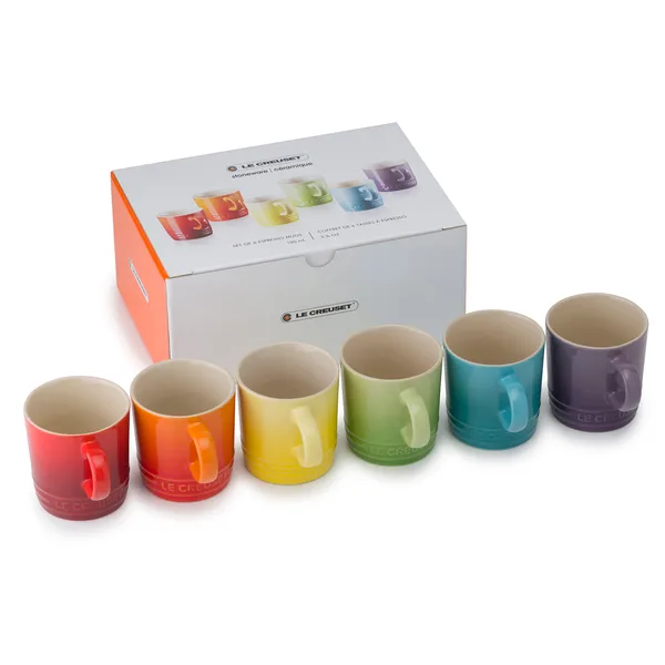 Le Creuset gåvoset espressomugg 10 cl 6-pack, Rainbow