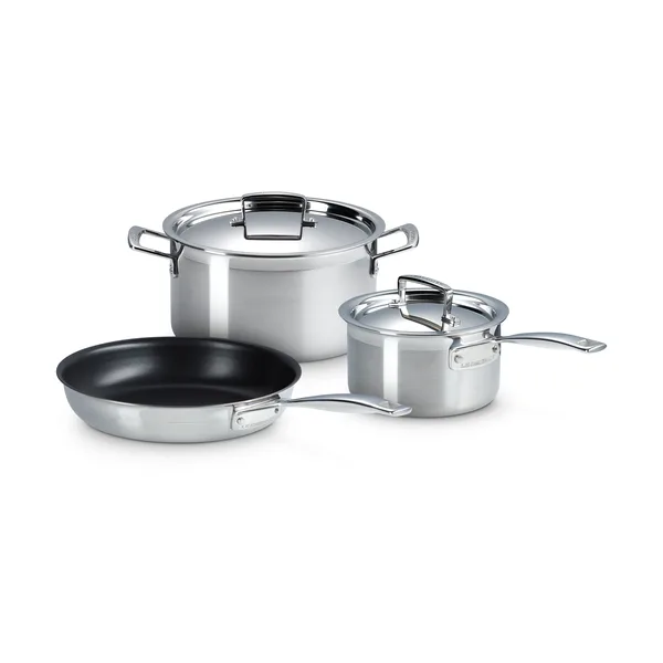 Le Creuset gryt- och stekpanneset, Rostfritt stål, 3 delar