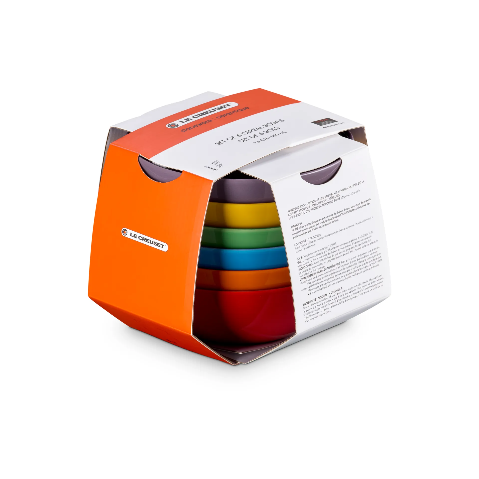 Le Creuset Signature stengods djup tallrik 6-delar Rainbow