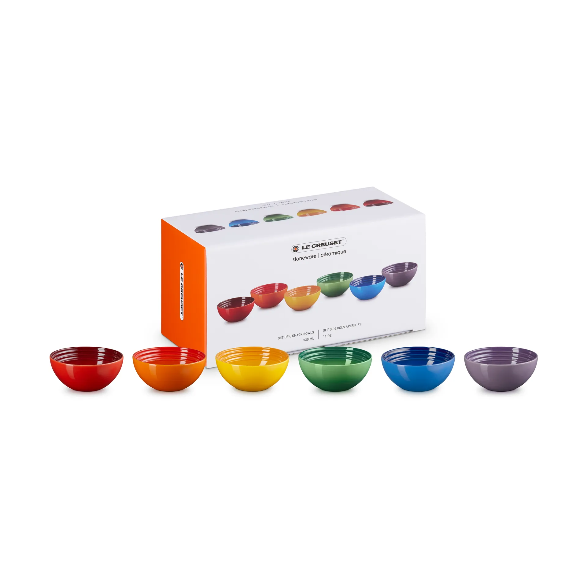 Le Creuset Signature stengods snackssk&aring;l 6-delar Rainbow