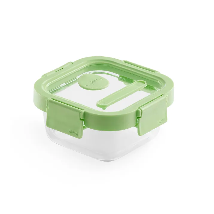 Lékué Boîte à lunch carrée en verre Lékué 0,32 L Vert
