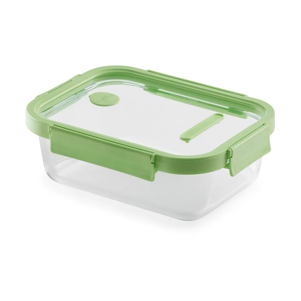 Lékué Boîte à lunch rectangulaire en verre Lékué 1,52 L Vert