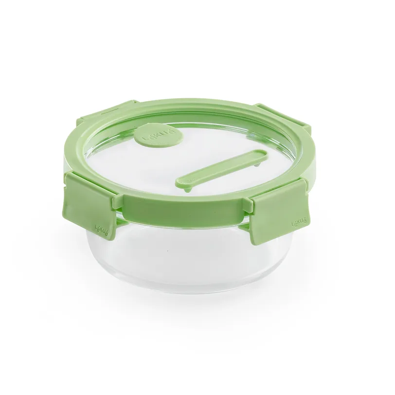 Lékué Boîte à lunch ronde en verre Lékué 0,65 L Vert