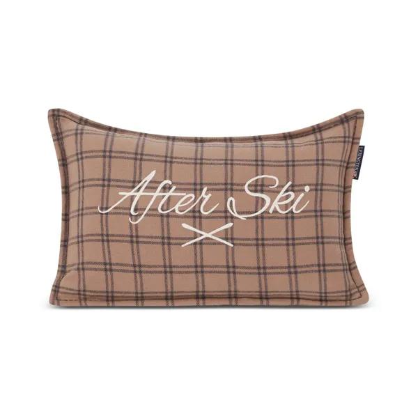 After Ski Checked Cotton Flannel kudde 30x50 cm, Beige